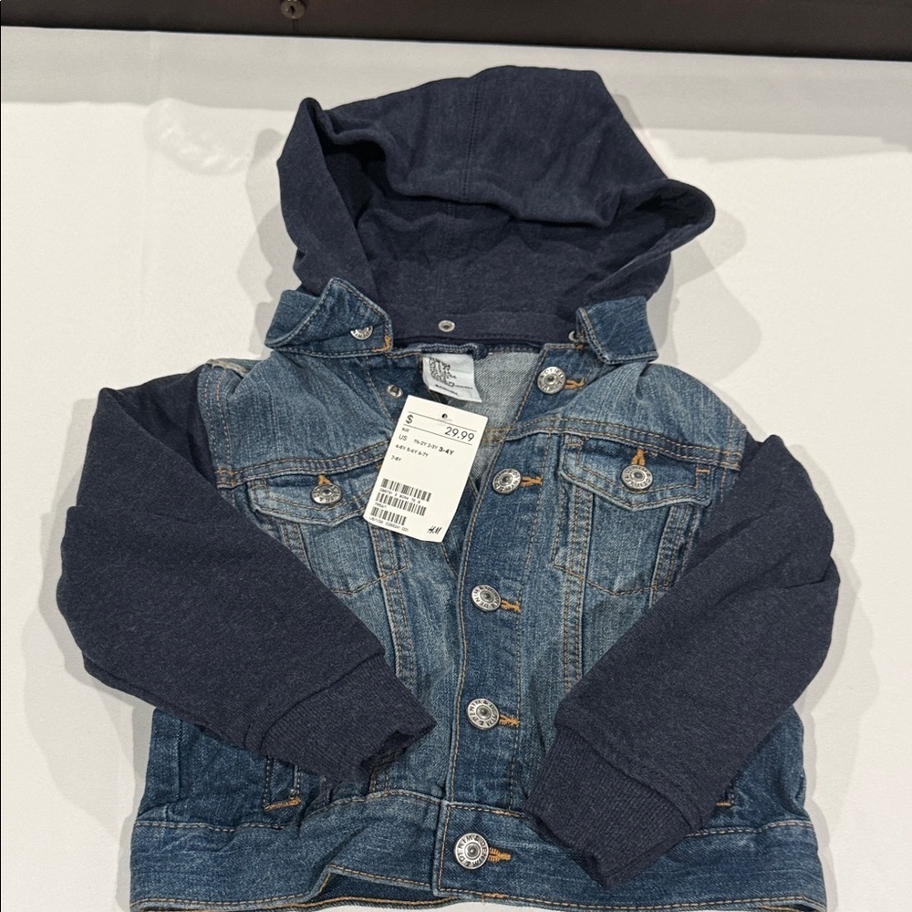 H&M Blue Denim Jacket with Dark Sleeves
